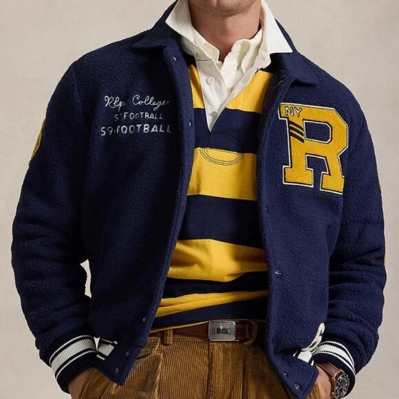 Polo Ralph Lauren Varsity Football Fleece Varsity Letterman Jacket (KM0010) - Picture 2 of 5